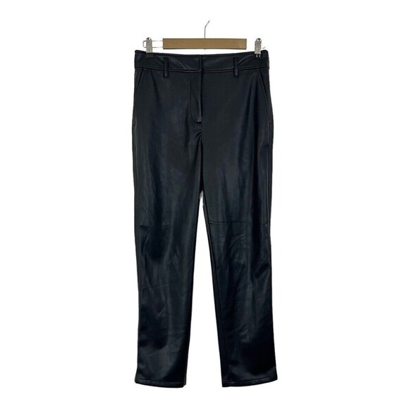 LOFT Womens Size 4 Black Faux Leather Taper Leg Pants - Picture 1 of 5